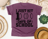 I Just Hit 100 Days Of School Baseball graphic tee in Berry