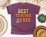 Best Teacher Ever Orange graphic tee in Berry
