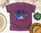 Happy 4th July graphic tee in Berry