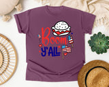 Boom Y'all Red graphic tee in Berry