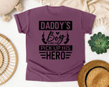 Daddy's Boy Is Here To Pick Up His Hero White graphic tee in Berry