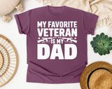 My Favorite Veteran Is My Dad White graphic tee in Berry