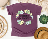 New Friends New Adventures graphic tee in Berry