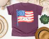Smiling American Flag graphic tee in Berry