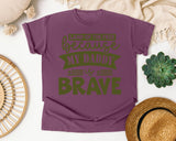 Land Of The Free Because My Daddy Is Brave White 3 graphic tee in Berry