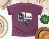 Patriotic US Mail Box graphic tee in Berry