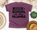 I Go To School In My Pajamas White graphic tee in Berry