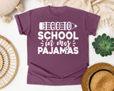 I Go To School In My Pajamas White 2 graphic tee in Berry