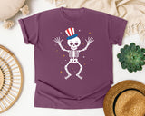 Patriotic Skeleton Hat graphic tee in Berry