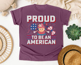 Proud To Be An American Pink graphic tee in Berry