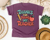 Thanks For Being My Teacher Grey graphic tee in Berry