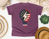 Patriotic Light Bulb Navy graphic tee in Berry