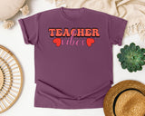 Teacher Vibes Hearts graphic tee in Berry