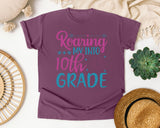 Roaring My Into 10th Grade graphic tee in Berry