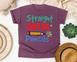 Straight Outta Pencils graphic tee in Berry