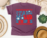 Stars And Stripes Red 2 graphic tee in Berry