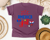 America Y'all graphic tee in Berry