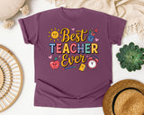 Best Teacher Ever Grey graphic tee in Berry