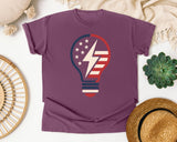 Patriotic Light Bulb Red graphic tee in Berry