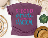 Second Grade Is Magical Script graphic tee in Berry