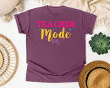 Teacher Mode On Sparkle graphic tee in Berry