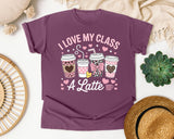 I Love My Class A Latte graphic tee in Berry