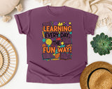 Learning Every Day The Fun Way graphic tee in Berry