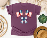 Crossed American Flags graphic tee in Berry
