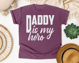 Daddy Is My Hero White 3 graphic tee in Berry