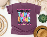 Watch Out Third Grade Here I Come graphic tee in Berry