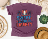 Sweet Land Of Liberty Grey 3 graphic tee in Berry