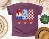 Patriotic Popsicles With Bows graphic tee in Berry