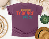 Teacher Vibes graphic tee in Berry