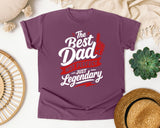 The Best Dad Not Perfect Just Legendary White graphic tee in Berry