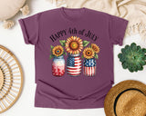 Happy 4th Of July Grey graphic tee in Berry