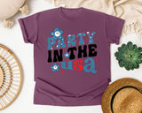 Party In The USA Blue graphic tee in Berry