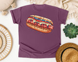 Patriotic Hot Dog graphic tee in Berry