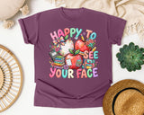 Happy To See Your Face Apples graphic tee in Berry