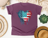 Distressed Flag Heart graphic tee in Berry