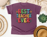 Best Teacher Ever Grey 3 graphic tee in Berry