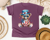 Bear In Patriotic Outfit graphic tee in Berry
