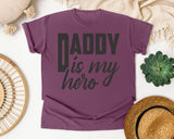 Daddy Is My Hero White 4 graphic tee in Berry