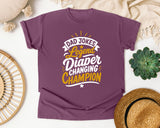 Dad Jokes Legend Diaper Changing Champion White graphic tee in Berry