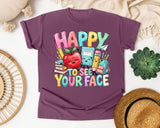 Happy To See Your Face Books graphic tee in Berry