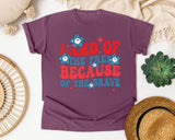 Land Of The Free Because Of The Brave Red graphic tee in Berry