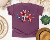 Patriotic Balloon Dog graphic tee in Berry