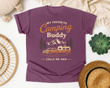 My Favorite Camping Buddy Calls Me Dad graphic tee in Berry