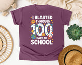 I Blasted Through 100 Days Of School graphic tee in Berry