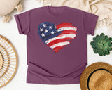 American Flag Heart Red 2 graphic tee in Berry