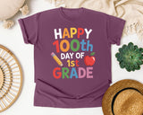 Happy 100th Day Of 1st Grade graphic tee in Berry